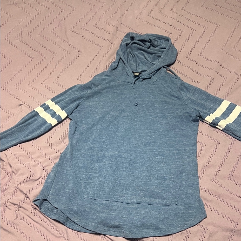 Rue21 Blue Hoodie Sweater with White Stripes